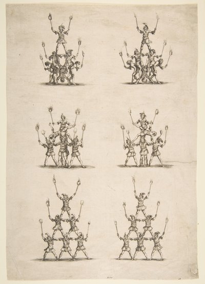 Trettiosex akrobater i sex grupper, 1652. av Stefano della Bella