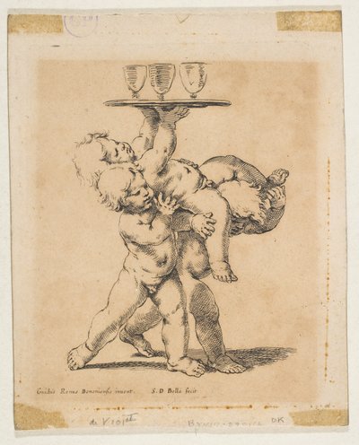 Tre barn med en bricka, ca. 1638. av Stefano della Bella