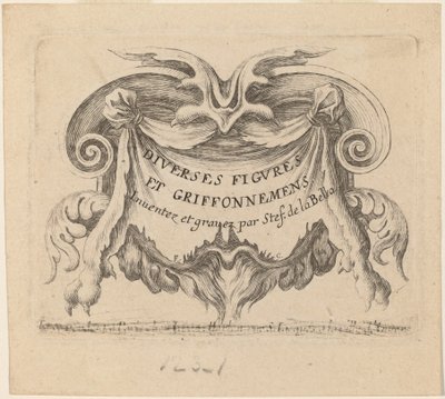 Titelsida för olika figurer och doodles, 1646. av Stefano della Bella
