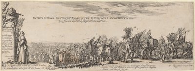 Titelsida för Hans Excellens den polske ambassadörens inträde i Rom, 1633. av Stefano della Bella