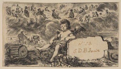 Titelsida: Cupid, från Game of Mythology Jeu de la Mythologie, 1644. av Stefano della Bella