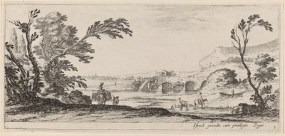 Resenärer som springer en ström, i eller före 1647. av Stefano della Bella