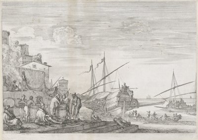 Två galärskepp i hamnen i Livorno Port of Livorno (serietitel) Vues de port de Livourne (serietitel) av Stefano della Bella