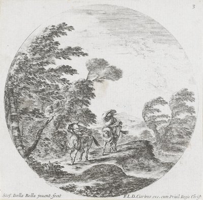 Två ryttare går mot vinden Landskap och ruiner i Rom (serietitel) Paysages et ruines de Rome (serietitel) av Stefano della Bella