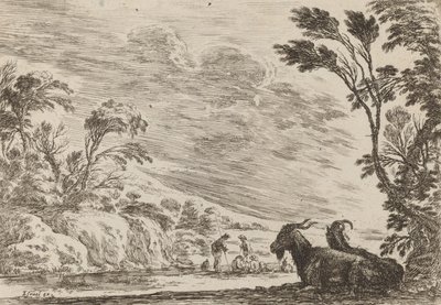 Två liggande getter, 1642. av Stefano della Bella