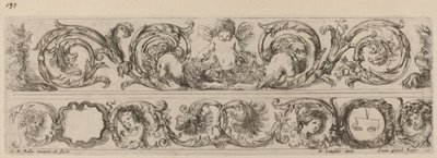 Två prydnadsband med Amor och Heads of the Four Seasons, troligen 1648. av Stefano della Bella