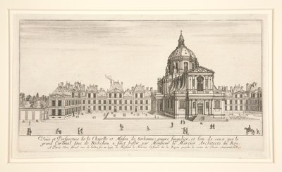 Utsikt och perspektiv av kapellet och huset i Sorbonne av Stefano della Bella