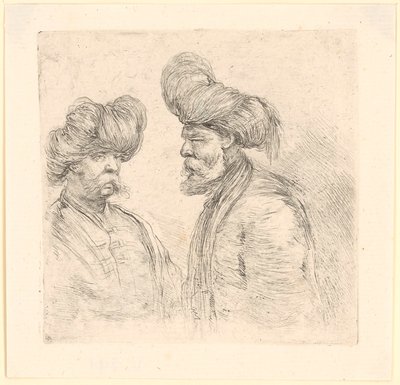 Två turkar med turbaner av Stefano della Bella