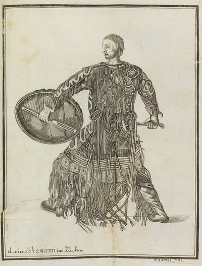En shaman. Från Beskrivning av landet Kamchatka, ca. 1750. av Steller