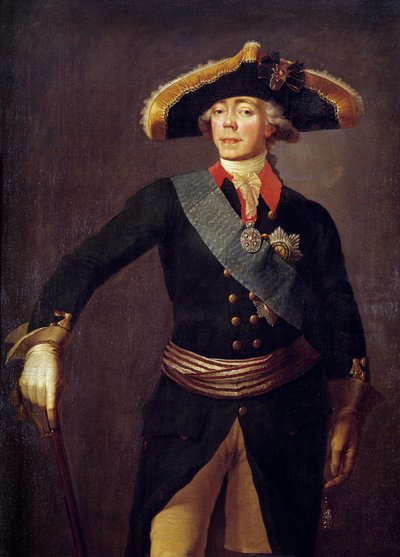 Porträtt av Paul I (1754-1801) Rysslands kejsare Målning av Stepan Semenovich Shchukin (1738-1828) Sankt Petersburg från 1800-talet, Peterhofs slott av Stepan Semenovich Shchukin