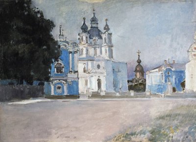 Le couvent Smolny a Saint Petersburg (Smolny-klostret i Sankt Petersburg) - Målning av Stepan Petrovich Yaremich (1869-1938/1939) - Olja på duk, tidigt 1900-tal, rysk konst, tidigt 1900-tal - Statens Eremitage, Sankt Petersburg av Stepan Yaremich