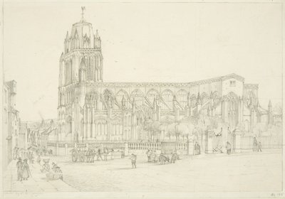 Södervy av St Mary Redcliffe Church, c.1835 (penna på papper) av Stephen C. Jones