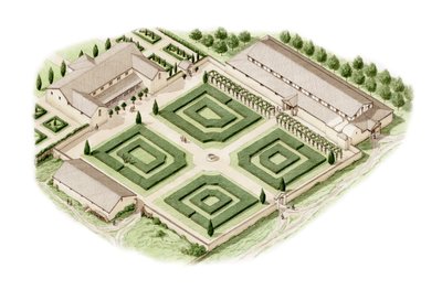 Brading Roman Villa, Isle of Wight (ritad 2012), ca 350-400 (bläck och akvarell) av Stephen Conlin