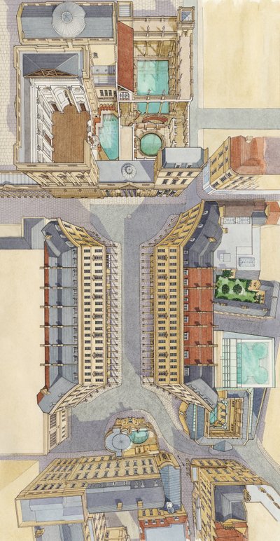 Springs Of Bath, ca 2004-2023 (tusch och akvarell) av Stephen Conlin