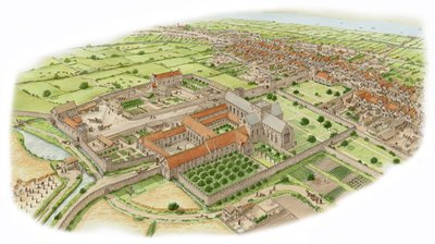The Abbey of St Thomas, Dublin, ca 1475-1525 (tusch och akvarell) av Stephen Conlin