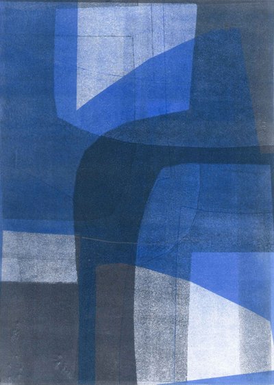 Blue Arches VI, 2015 (monoprint på papper) av Stephen Dow