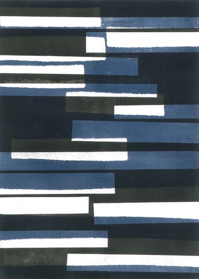 Boards I, 2015 (monoprint på papper) av Stephen Dow