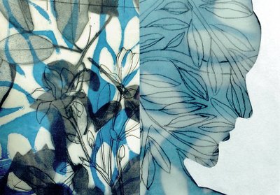 La Foret IX, 2017 (monoprint  collage) av Stephen Dow