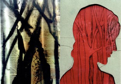 La Foret VIII, 2017 (monoprint  fotokollage) av Stephen Dow