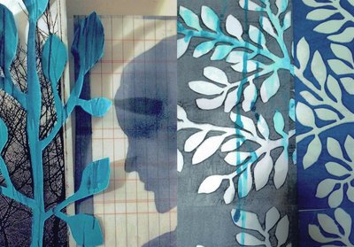 La Foret VI, 2017 (monoprint  fotokollage) av Stephen Dow