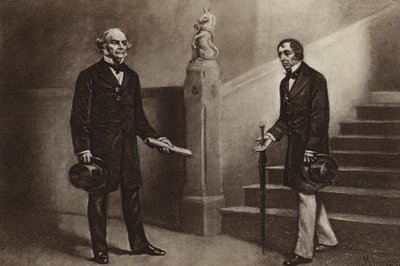 Gladstone och Disraeli, Beaconsfield (fotogravyr) av Stephen James (after) Ferris