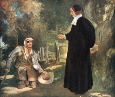 Biskop Ken och en tiggare (litho i färg) av Stephen Reid