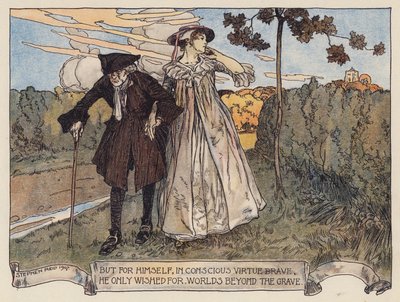 Illustration till The Deserted Village av Oliver Goldsmith (färglitografi) av Stephen Reid