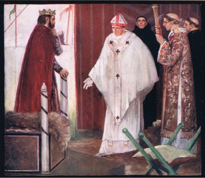 Langtons intervju med King John (färg litho) av Stephen Reid