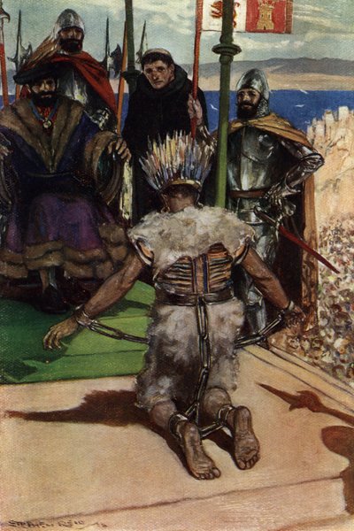 Montezuma II tillfångatagen av Hernán Cortes 1519 av Stephen Reid
