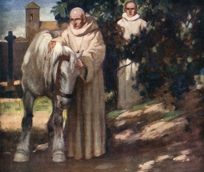 Saint Columba och den vita hästen (färg litho) av Stephen Reid