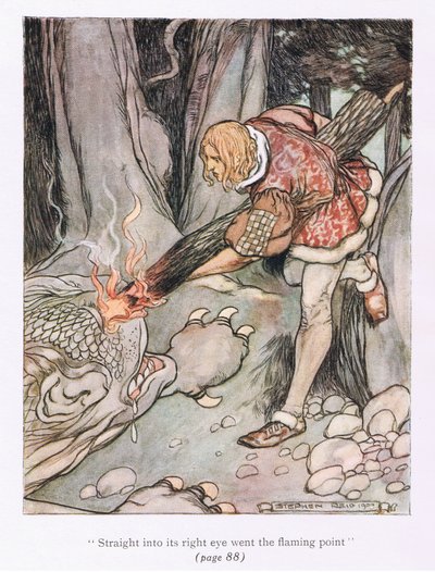 Rakt in i dess högra öga gick flampunkten (färg litho) av Stephen Reid