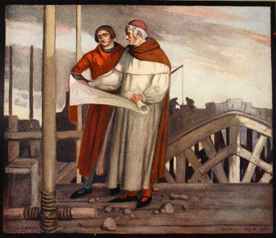 William av Wykeham, illustration från "den mäktiga armén" av Winifred M. Letts, pub. 1912 (lito i färg) av Stephen Reid