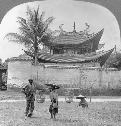 Pittoreska kinesiska Joss House, Bhamo, Burma, 1908 av Stereo Travel Co