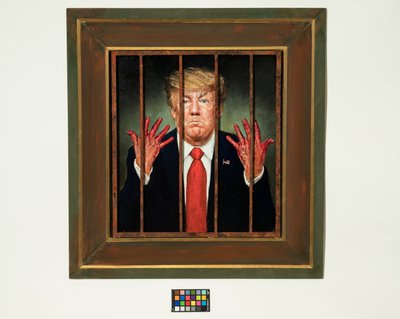 Trump Convicted, 2020 (olja på pannå) av Steven Skollar