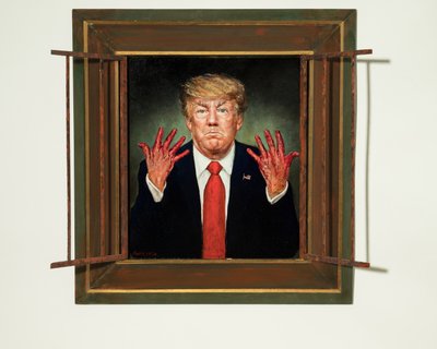 Trump åtalad, 2020 (olja på panel) av Steven Skollar