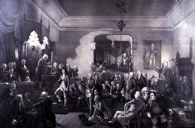 Invigningen av Robert Burns (1759-96) som poetpristagare på Lodge, Canongate, Edinburgh av Stewart Watson