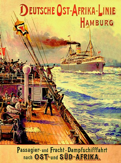 Affisch som annonserar den tyska östafrikalinjen, Hamburg, 1904 av Stoewer Willy