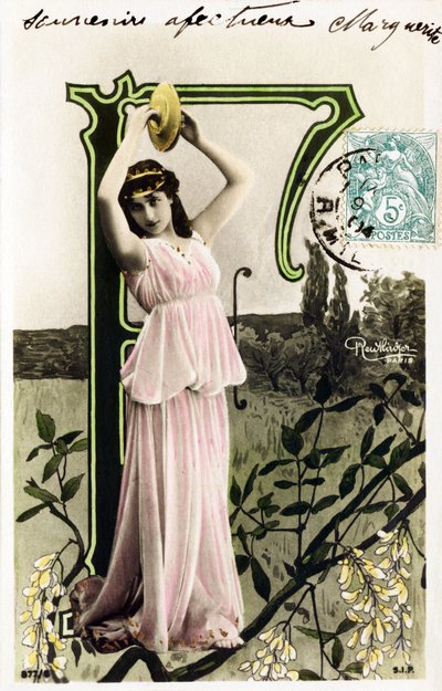 F : Mlle Beauregard, konstnär från 1900-talet - Alfabet i vykort av Studio Reutlinger