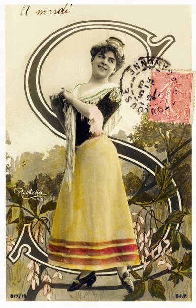 S : Mlle Caux, konstnär från 1900-talet - Alfabet i vykort av Studio Reutlinger