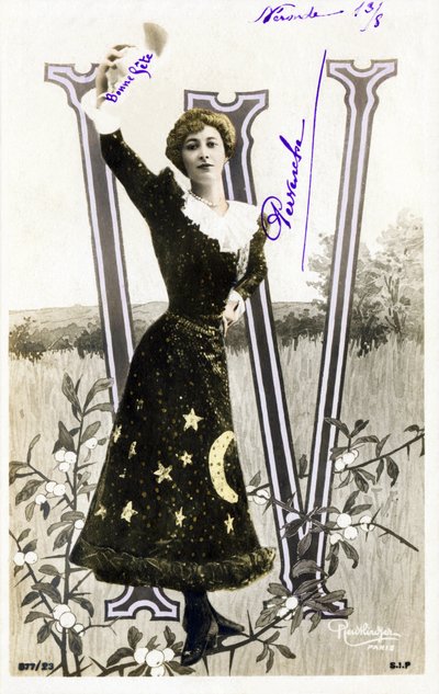W: Liane De Pougy, dansare och courstisane från la Belle Epoque - alfabet i vykort av Studio Reutlinger