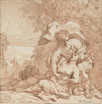 Procris och Cephalus (?) av Studio of Simon Vouet