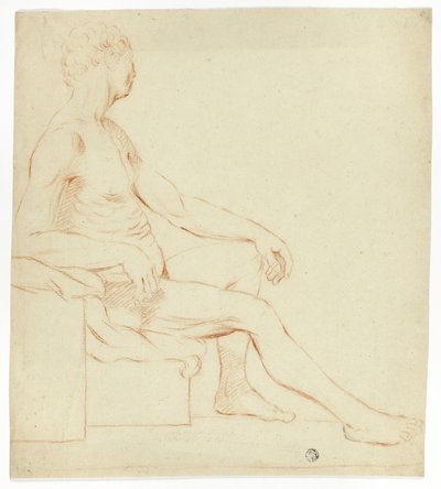 Sittande akademisk man naken av Style of Jacques Louis David