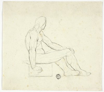 Sittande manlig nakenbild av Style of Jacques Louis David