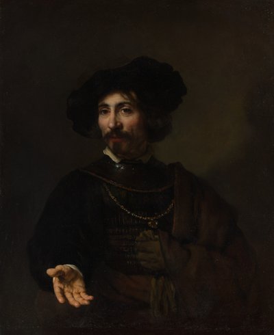 Man med en Steel Gorget. av Style of Rembrandt