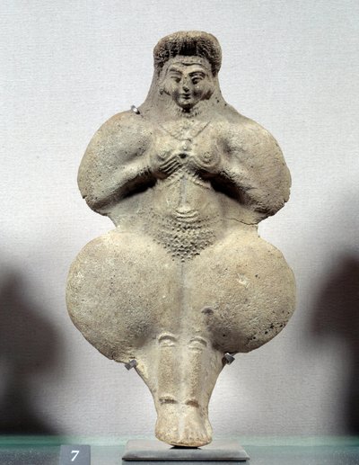 Orientalisk konst: terrakottastatyett av kvinna som håller hennes bröst, trolig representation av Ishtar, fruktbarhetsgudinnan. Från Susa. Iran. Elamitperiod. 1300-1100-talet f.Kr. Sön 0,16 m. Louvren av Sumerian Sumerian