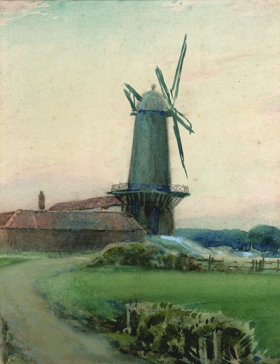 Studie av en väderkvarn (akvarell på papper) av Sunderland Rollison