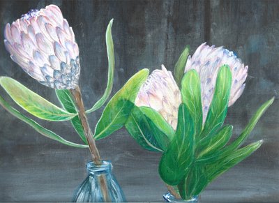Stilleben med rosa protea av Sunet Theron
