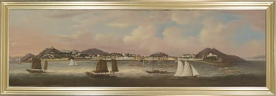Vy över Praya Grande, Macao, ca 1850 (olja på duk) av Sunqua Sunqua