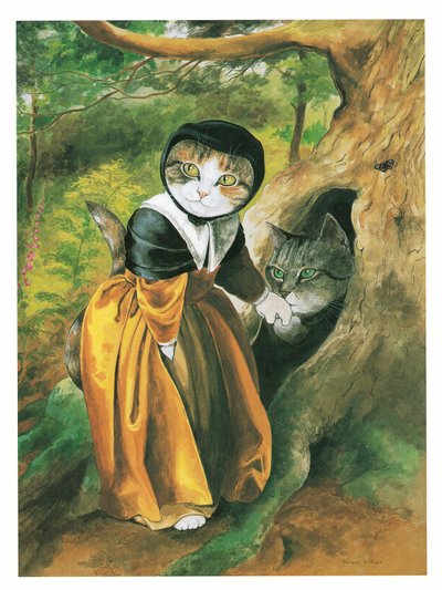 Illustration från Pre-Raphaelite Cats (publicerad 1999) av Susan Herbert