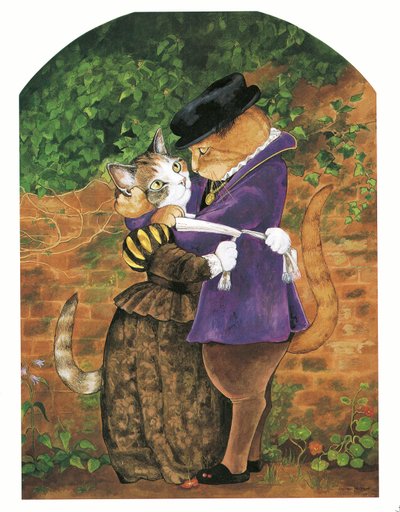 Illustration från Pre-Raphaelite Cats (publicerad 1999) av Susan Herbert